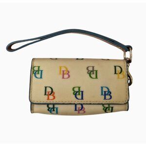 Dooney & Bourke Multicolor Monogram Coated Canvas Wristlet Coin/Card Wallet